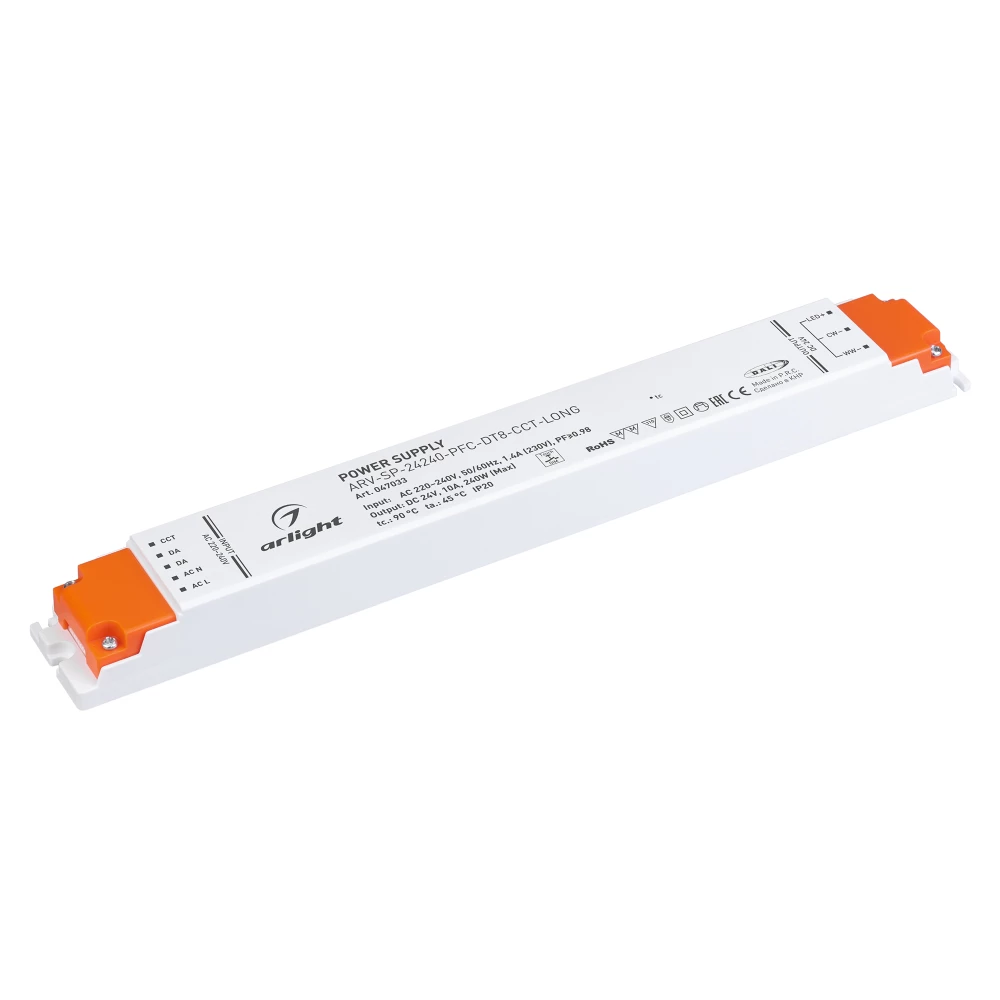 Блок питания ARV-SP-24240-PFC-DT8-CCT-LONG (24V, 10A, 240W) (Arlight, IP20 Пластик, 5 лет) 047033 - Viokon.com