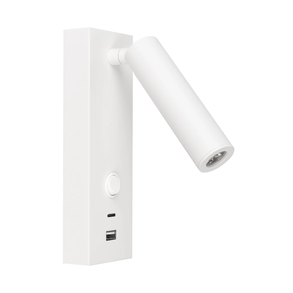 Светильник SP-BED-CHARGE-S60x125-3W Warm3000 (WH, 20 deg, 230V, USB-A, USB-C) (Arlight, IP20 Металл, 3 года) 031394(1) - Viokon.com