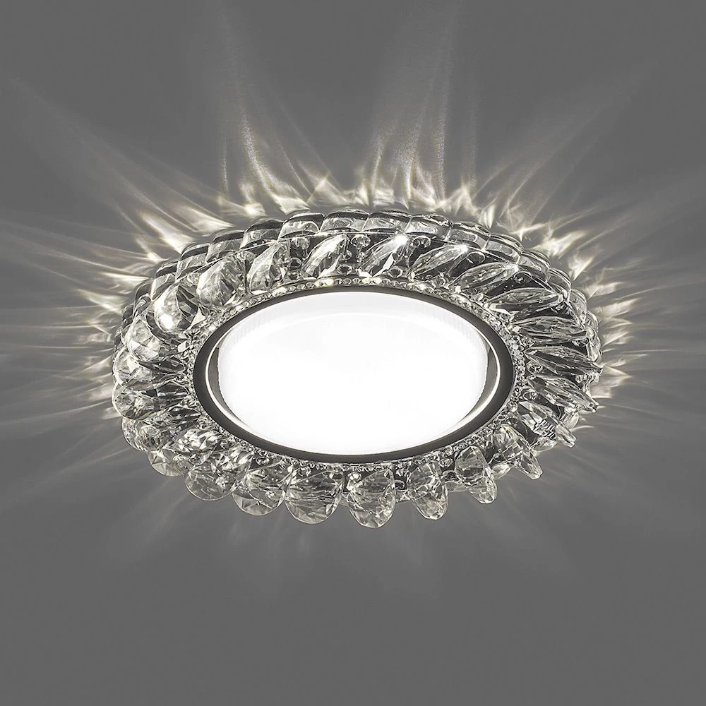 Светильник встраиваемый с белой LED подсветкой Feron CD4034 потолочный GX53 без лампы, прозрачный, хром (40501) - Viokon.com