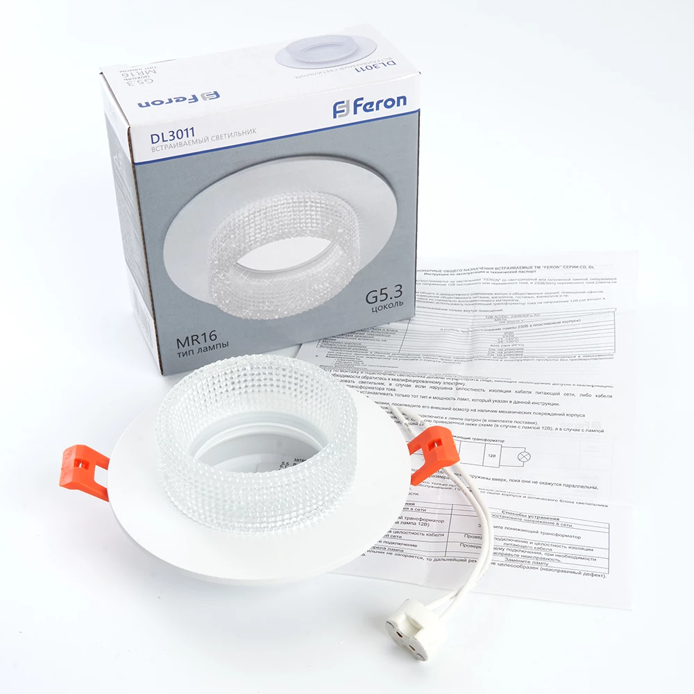 Светильник встраиваемый Feron DL3011 потолочный MR16 G5.3 белый (41414) - Viokon.com