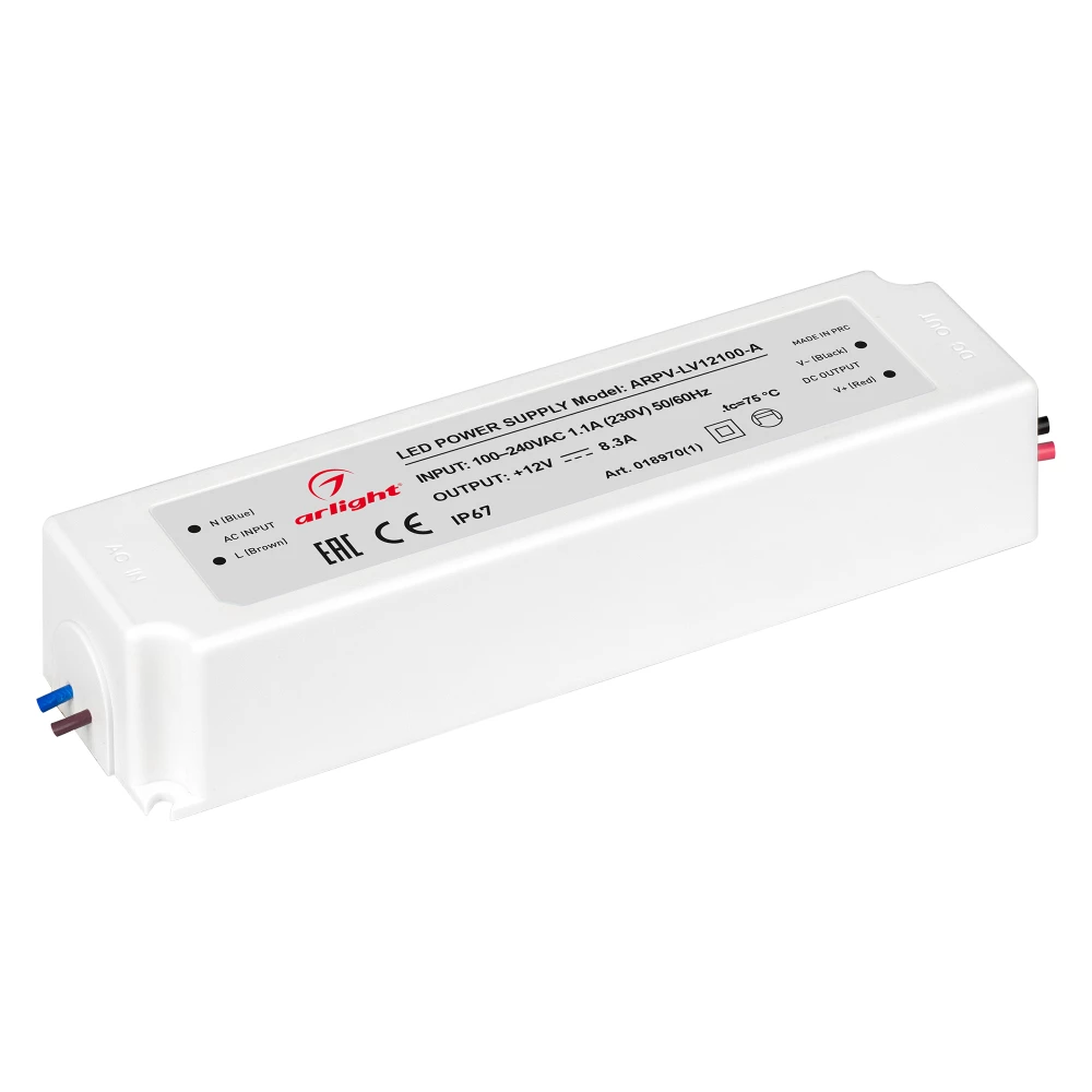 Блок питания ARPV-LV12100-A (12V, 8.3A, 100W) (Arlight, IP67 Пластик, 3 года) 018970(1) - Viokon.com