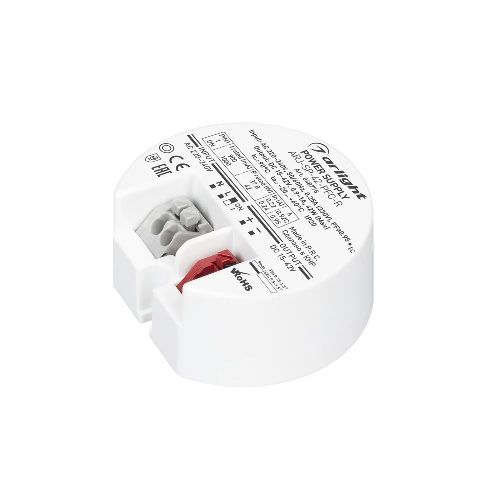 Блок питания ARJ-SP-42-PFC-R (42W, 15-42V, 0.9-1A) (Arlight, IP20 Пластик, 5 лет) 048775 - Viokon.com