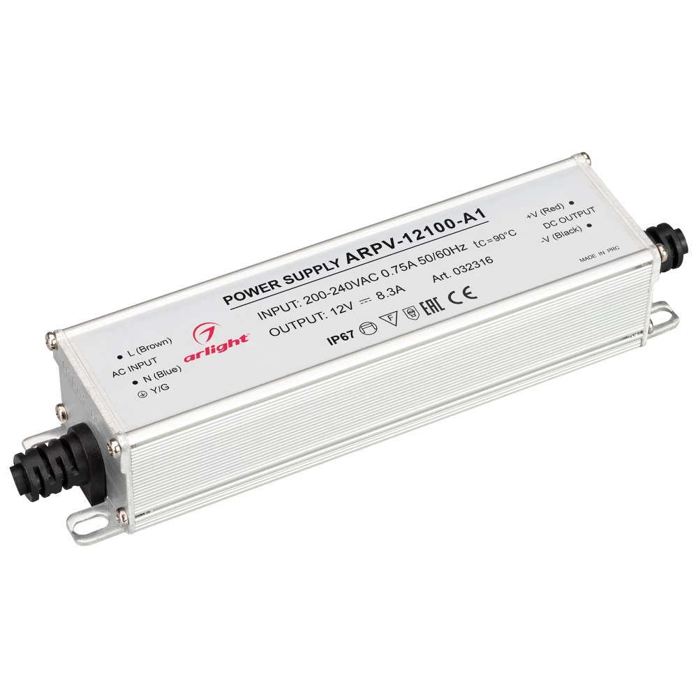 Блок питания ARPV-12100-A1 (12V, 8.3A, 100W) (Arlight, IP67 Металл, 3 года) 032316 - Viokon.com