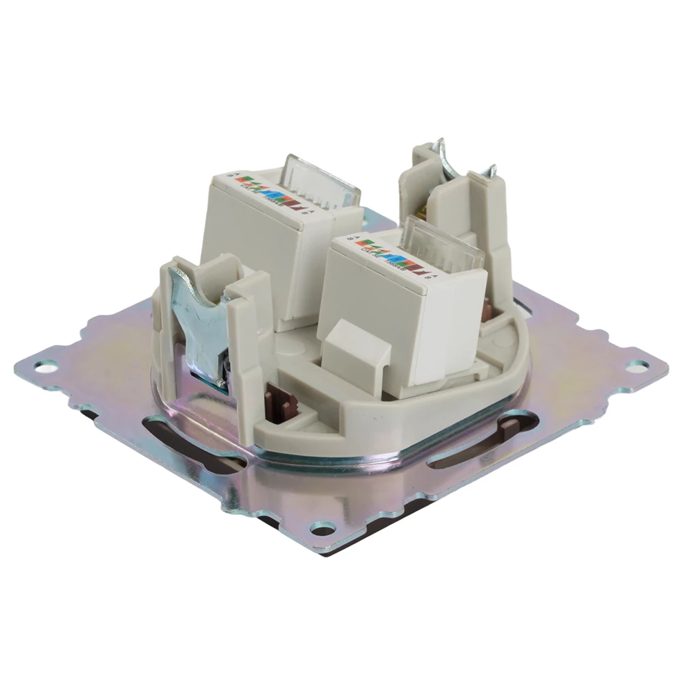 Розетка компьютерная 2-местная RJ-45 (механизм) STEKKER GLS00-7109-04, серия Катрин, шоколад (50006) - Viokon.com