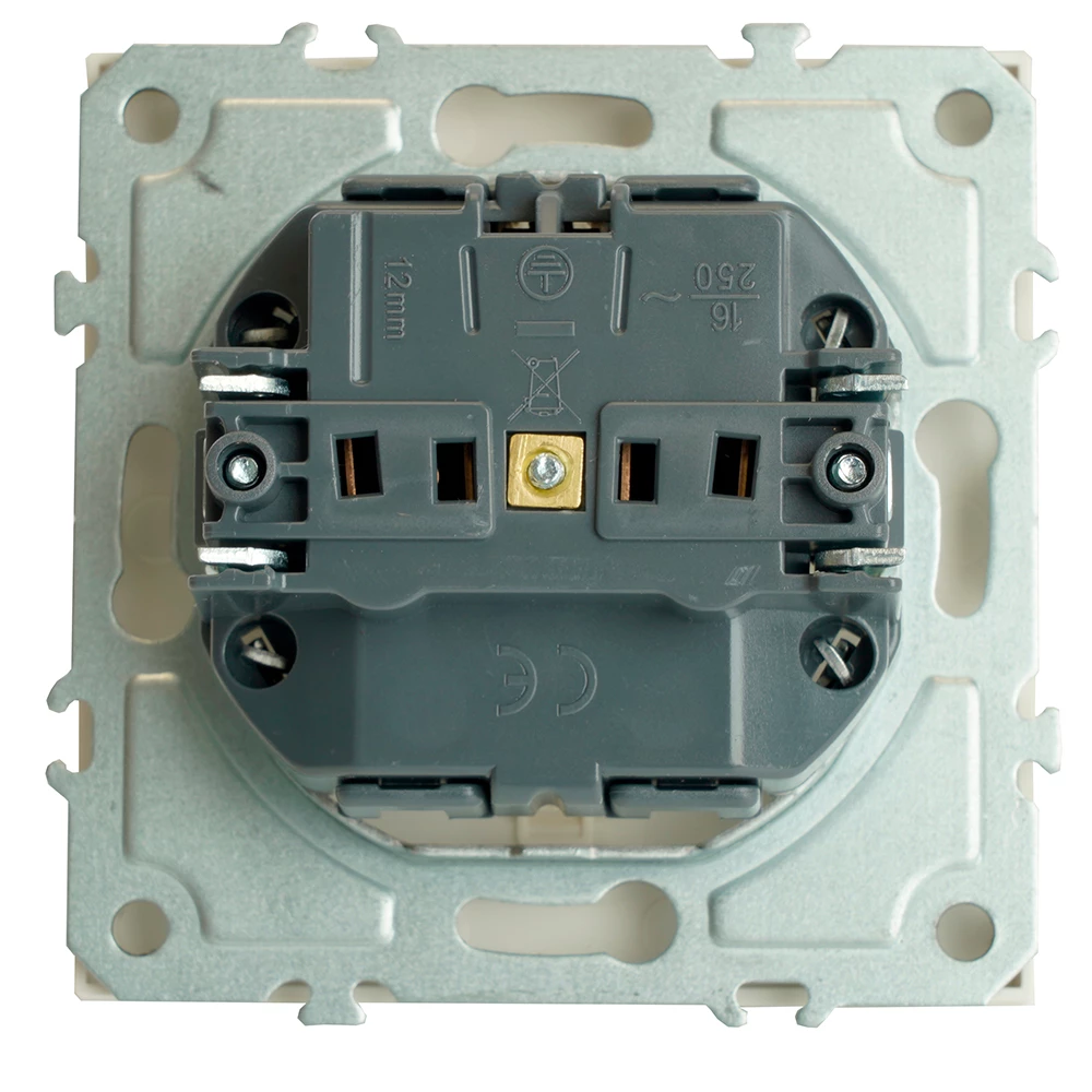 Розетка 1-местная с защитной шторкой с/з (механизм), STEKKER, 250В, 16А, серия Эмили, RST16-5110-01, белый фарфор, soft touch (49880) - Viokon.com