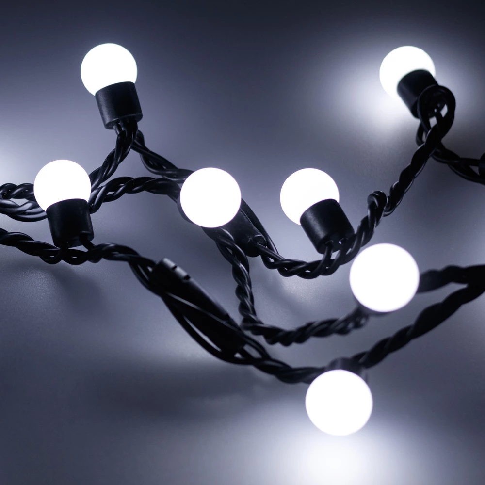 Светодиодная гирлянда ARD-BALL-CLASSIC-D17.5-10000-BLACK-100LED WHITE (230V, 7W) (Ardecoled, IP65) 025583 - Viokon.com