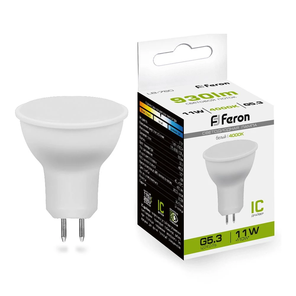 Лампа светодиодная Feron LB-760 MR16 G5.3 11W 175-265V 4000K (38138) - Viokon.com