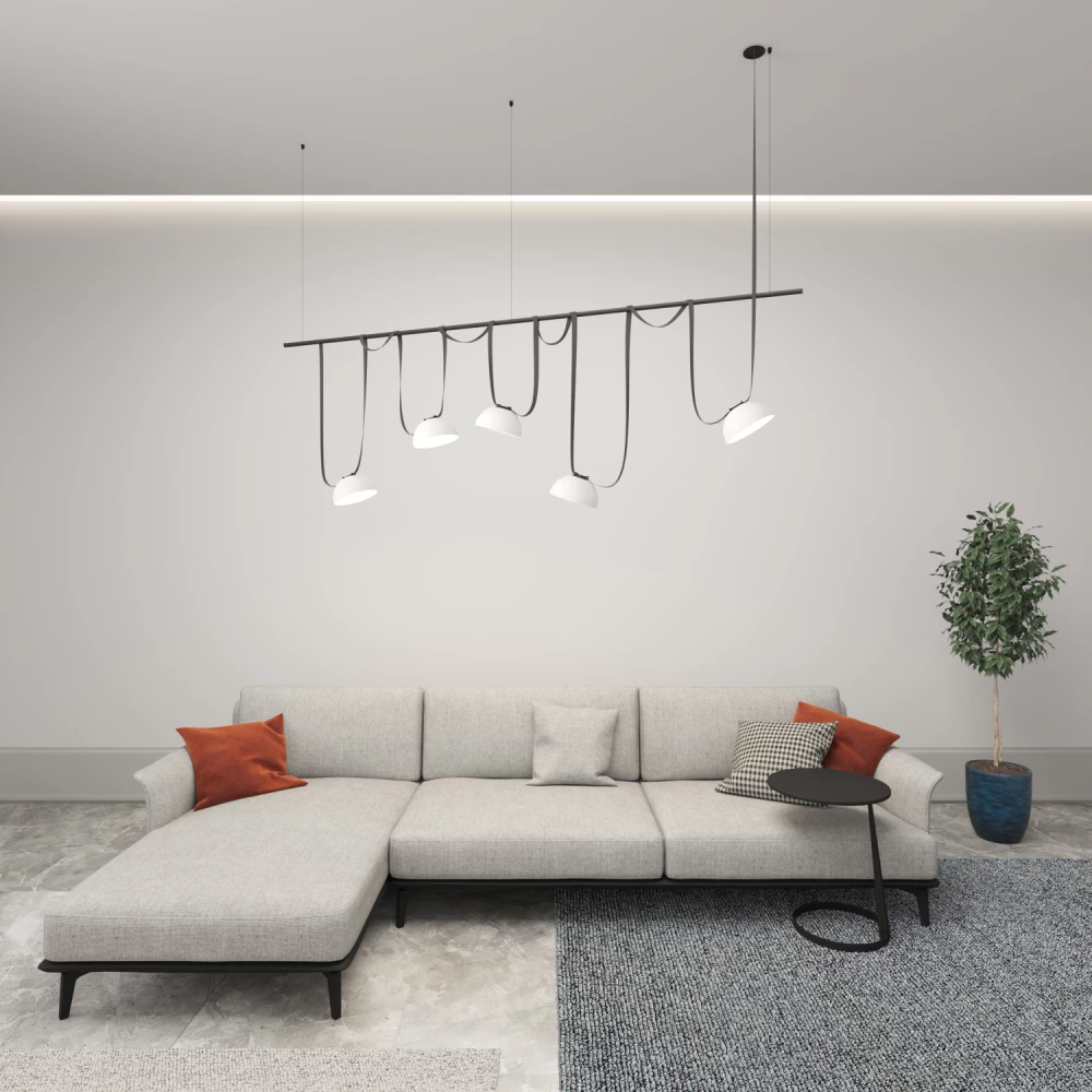 DK5560-WHBK Cветильник для трека-ремня Belty серия Flow со светодиодом D220H117мм 48V DC 24W RA90 120 4000K IP20 белый с черным алюминий - Viokon.com