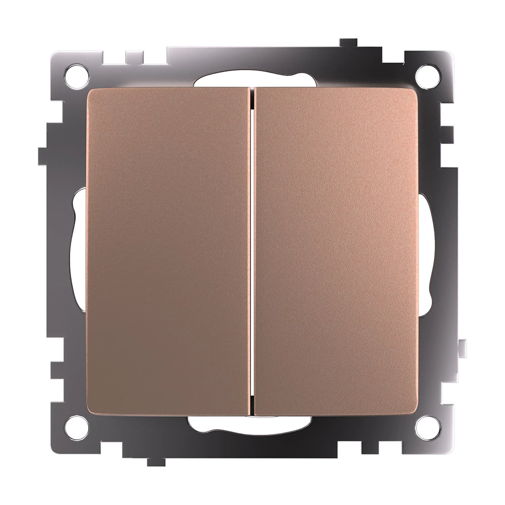 Переключатель2-клавишный (механизм), STEKKER GLS10-7107-02, 250V, 10А, серия Катрин, шампань (49169) - Viokon.com