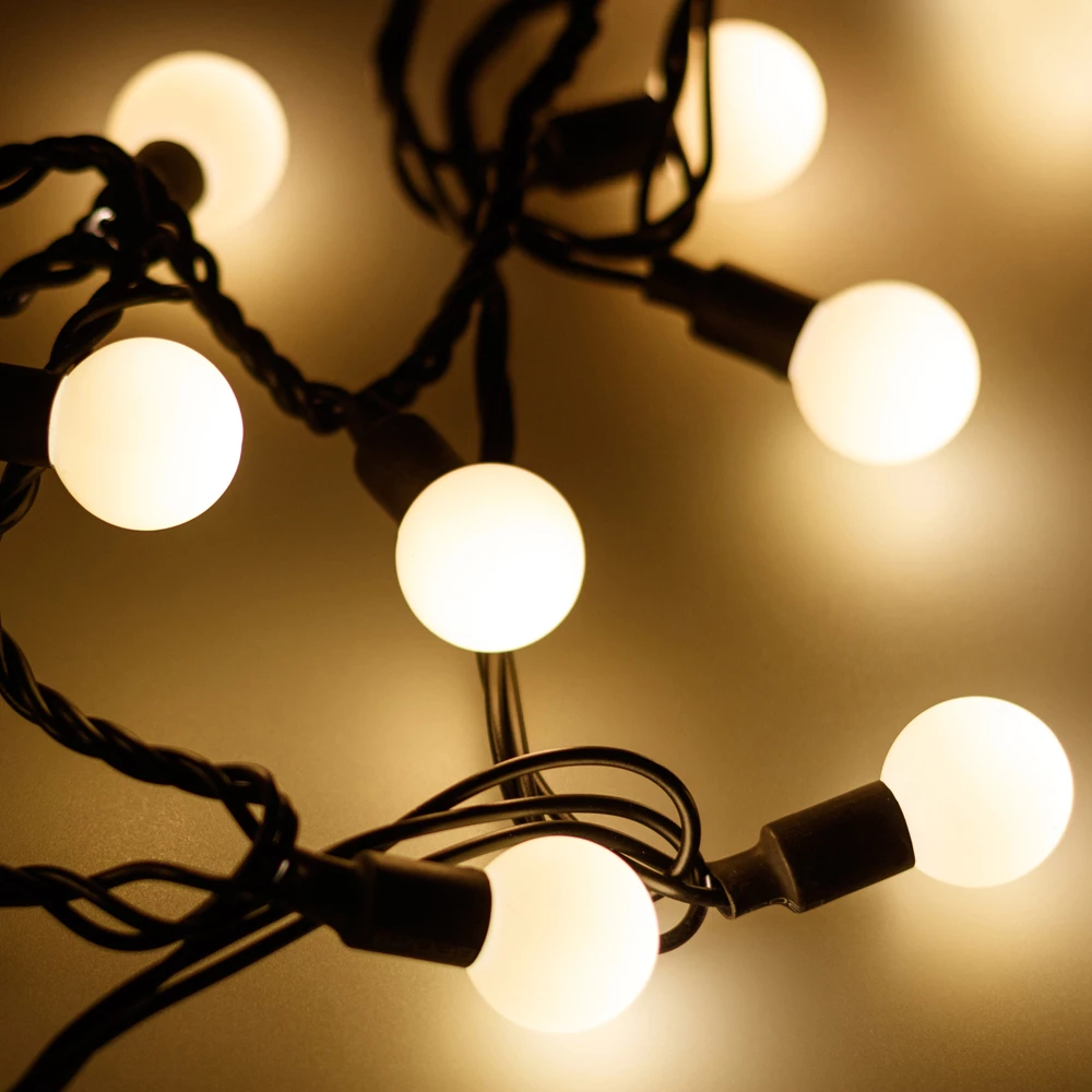 Светодиодная гирлянда ARD-BALL-CLASSIC-D23-10000-BLACK-80LED WARM (230V, 3.5W) (Ardecoled, IP65) 025617 - Viokon.com