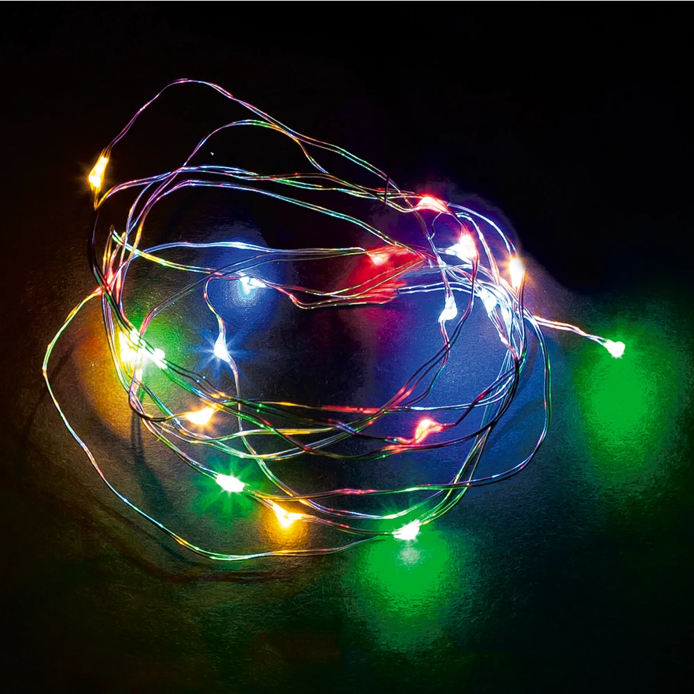 Светодиодная гирлянда Feron CL570 линейная Роса, мультиколор, 2м + 0.5м, с питанием от батареек, прозрачный шнур (32363) - Viokon.com