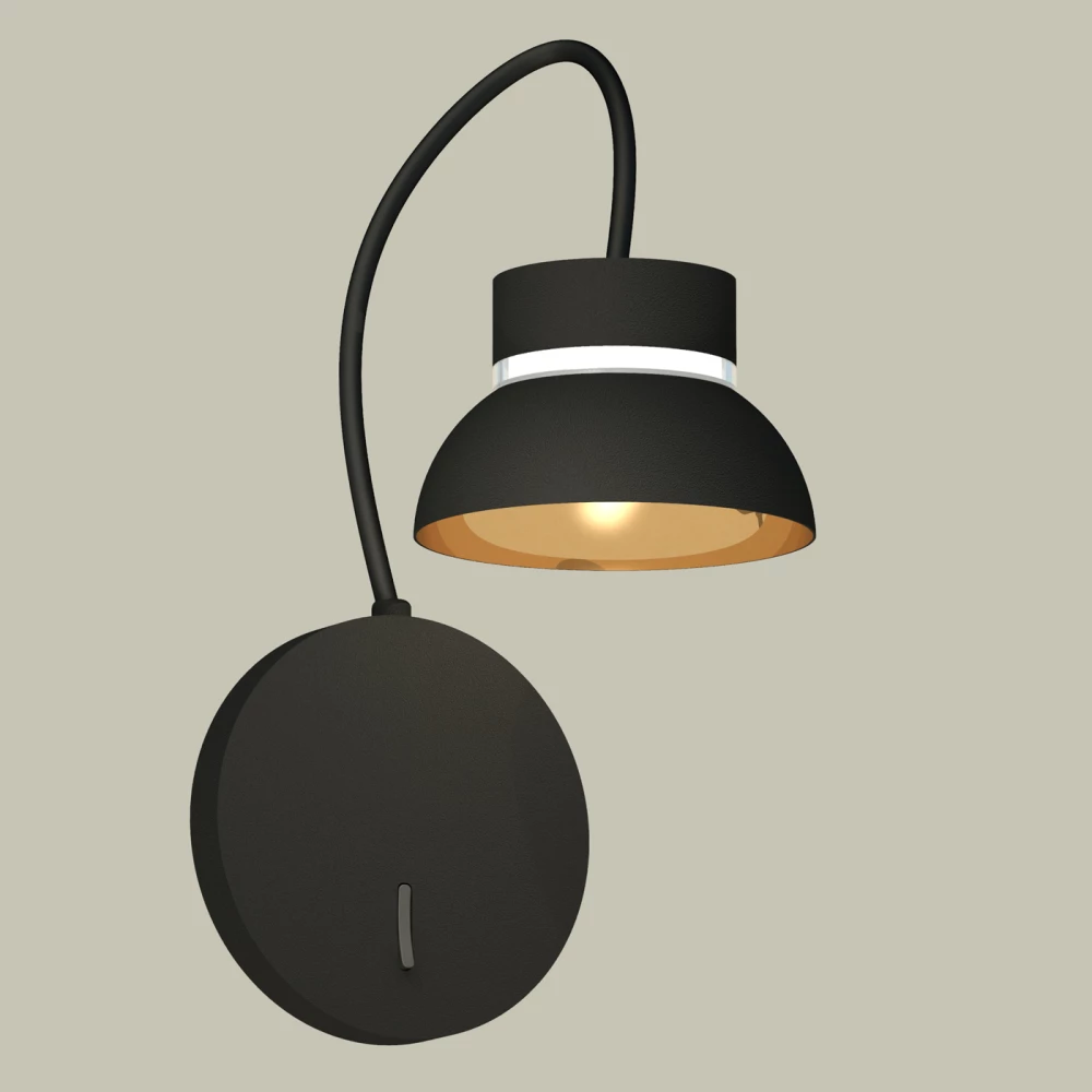 Комплект настенного светильника с выключателем XB9596101 SBK/PYG/CL черный песок/золото желтое полированное/прозрачный GX53 (C9596, N8145) - Viokon.com