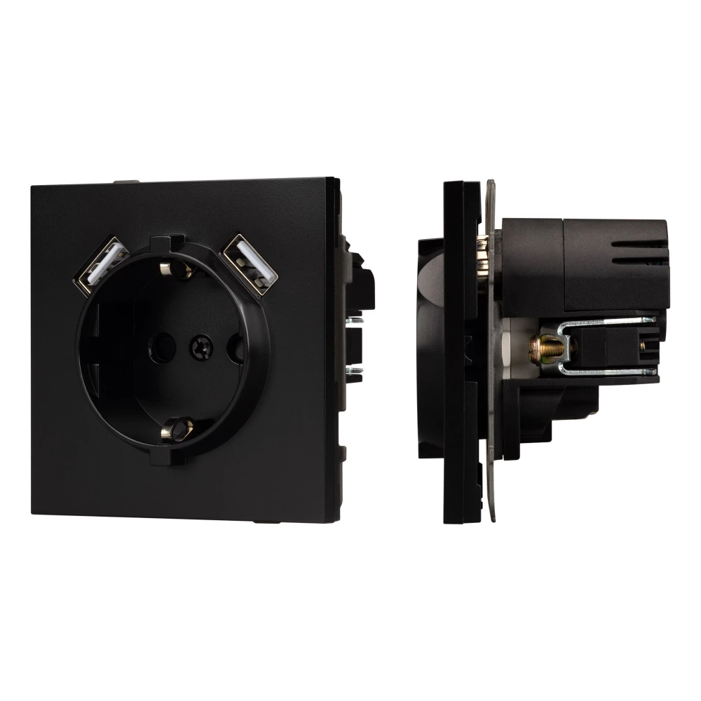 Механизм розетки с USB зарядкой SCT-TENDO-MUAA-PL-BK (230V, 16A) (Arlight, Черный) 054083 - Viokon.com