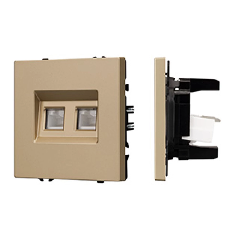 Механизм сдвоенной компьютерной розетки SCT-NOBE-MPC2-SFPL-GD (RJ-45, CAT6) (Arlight, Золотой песок) 054314 - Viokon.com