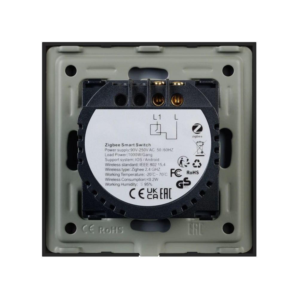 Выключатель сенсорный SWT-OMALI-S01-ZB-BK (250V, 10A, Zigbee) (Arlight, Стекло) 050033 - Viokon.com