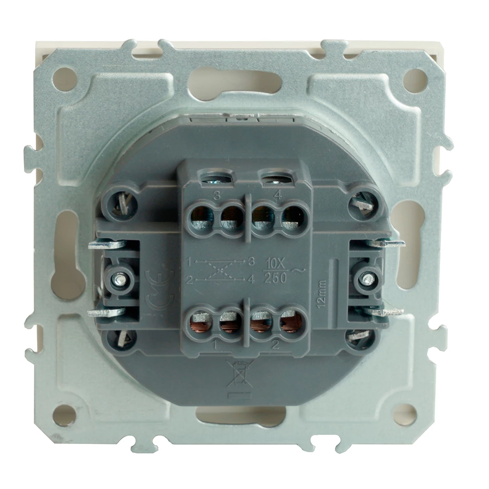 Переключатель перекрестный 1-клавишный (механизм), STEKKER, 250В, 10А, серия Эмили, RSW10-5110-01, белый фарфор, soft touch (49871) - Viokon.com