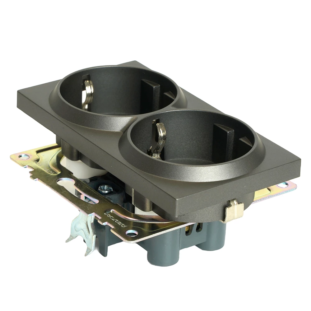 Розетка 2-местная с защитной шторкой (механизм) с/з, 250В, 16А, серия Катрин, графит, GLS16-7114-06 (49425) - Viokon.com