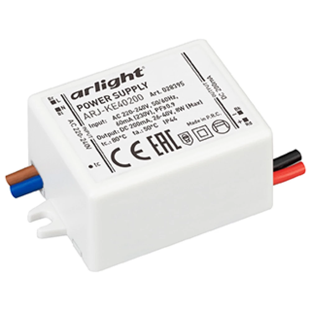 Блок питания ARJ-KE40200 (8W, 200mA, PFC) (Arlight, IP44 Пластик, 5 лет) 028395 - Viokon.com