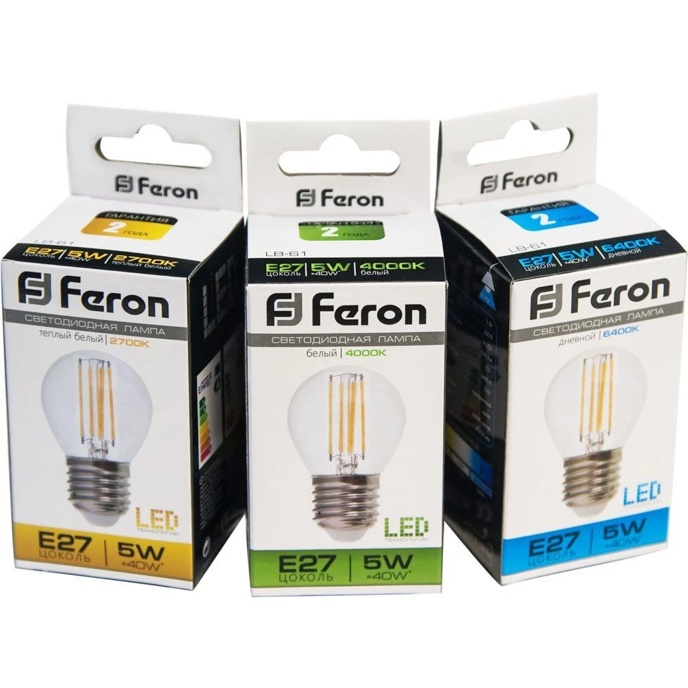 Лампа светодиодная Feron LB-61 Шарик E27 5W 6400K (25583) - Viokon.com