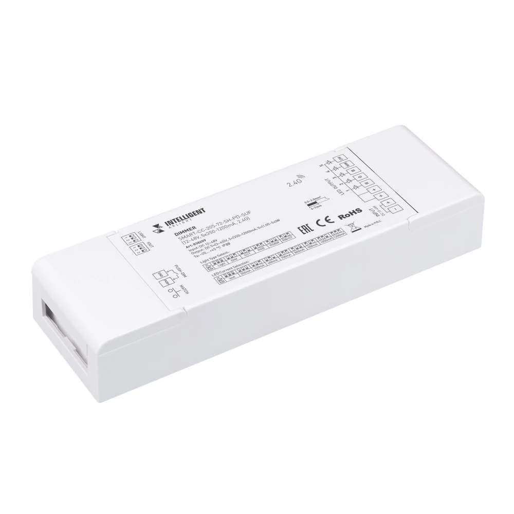 INTELLIGENT ARLIGHT Диммер SMART-CC-205-72-SH-PD-SUF (12-48V, 5x350-1200mA, 2.4G) (IARL, Контроллер) 038209 - Viokon.com