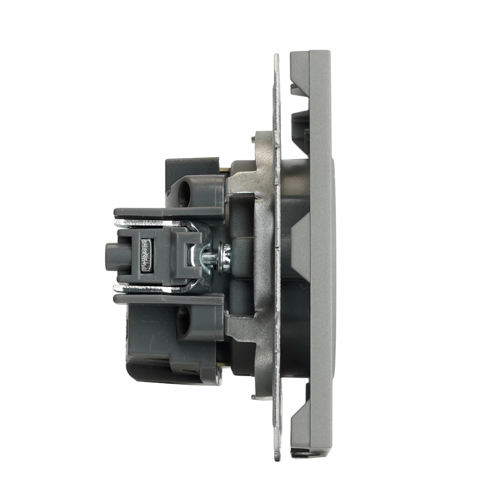 Розетка 1-местная с защитной шторкой с/з (механизм), STEKKER, 250В, 16А, серия Эмили, RST16-5110-10, платиново-серый, soft touch (49958) - Viokon.com