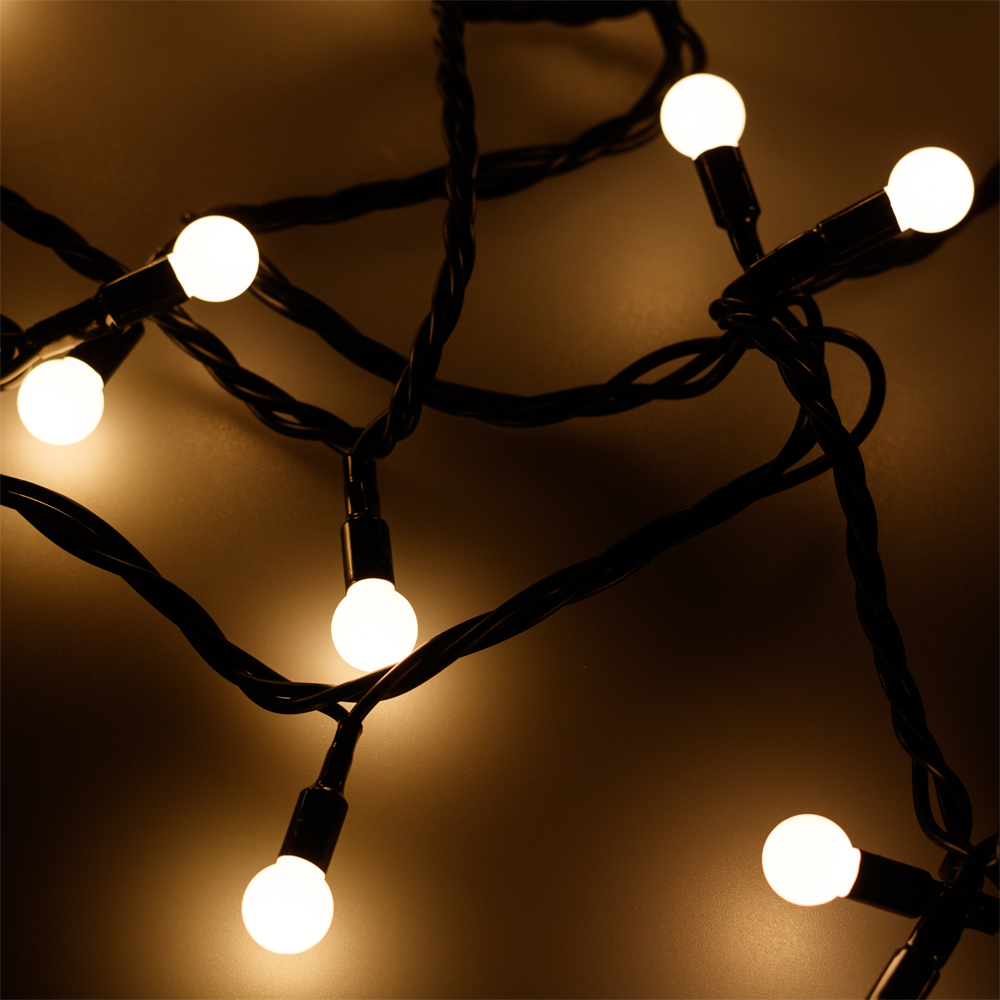 Светодиодная гирлянда ARD-BALL-CLASSIC-D13-20000-BLACK-200LED WARM (230V, 14W) (Ardecoled, IP65) 025578 - Viokon.com