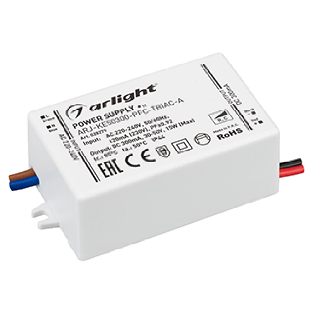 Блок питания ARJ-KE50300-PFC-TRIAC-A (15W, 300mA) (Arlight, IP44 Пластик, 5 лет) 028279 - Viokon.com
