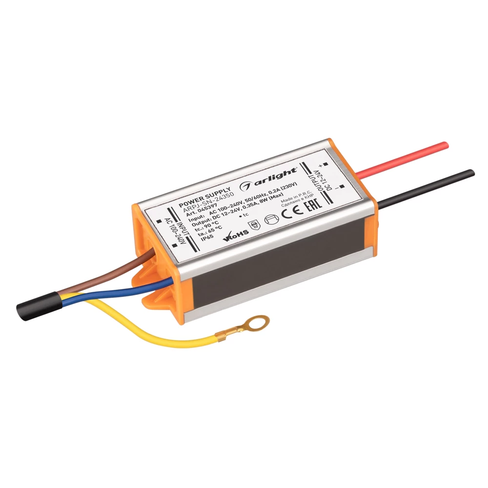Блок питания ARPJ-SN-24350 (8W, 12-24V, 350mA) (Arlight, IP65 Металл, 3 года) 045397 - Viokon.com