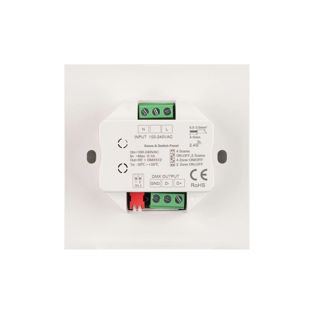 INTELLIGENT ARLIGHT Кнопочная панель SMART-DMX512-801-22-4G-4SC-DIM-IN White (230V, 2.4G) (IARL, IP20 Пластик, 5 лет) 037333 - Viokon.com