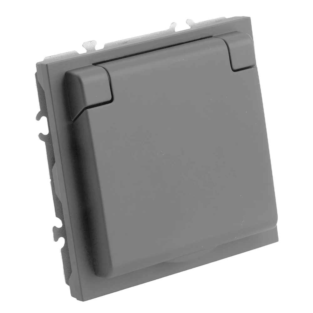 Розетка 1-местная с крышкой с защ. штор, STEKKER, б/з, 250В, 16А, серия Эмили, RST16-5113-10, платиново-серый, soft touch (49956) - Viokon.com