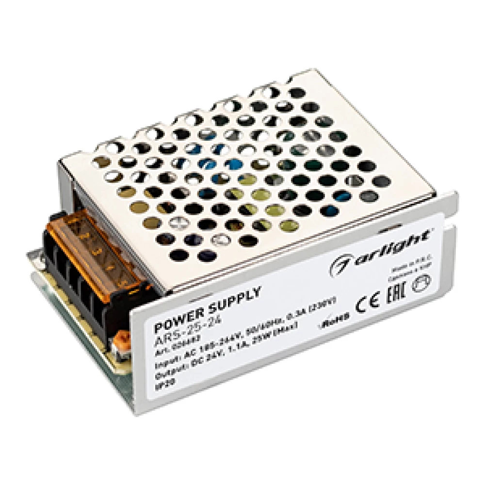 Блок питания ARS-25-24 (24V, 1.1A, 25W) (Arlight, IP20 Сетка, 2 года) 026682 - Viokon.com