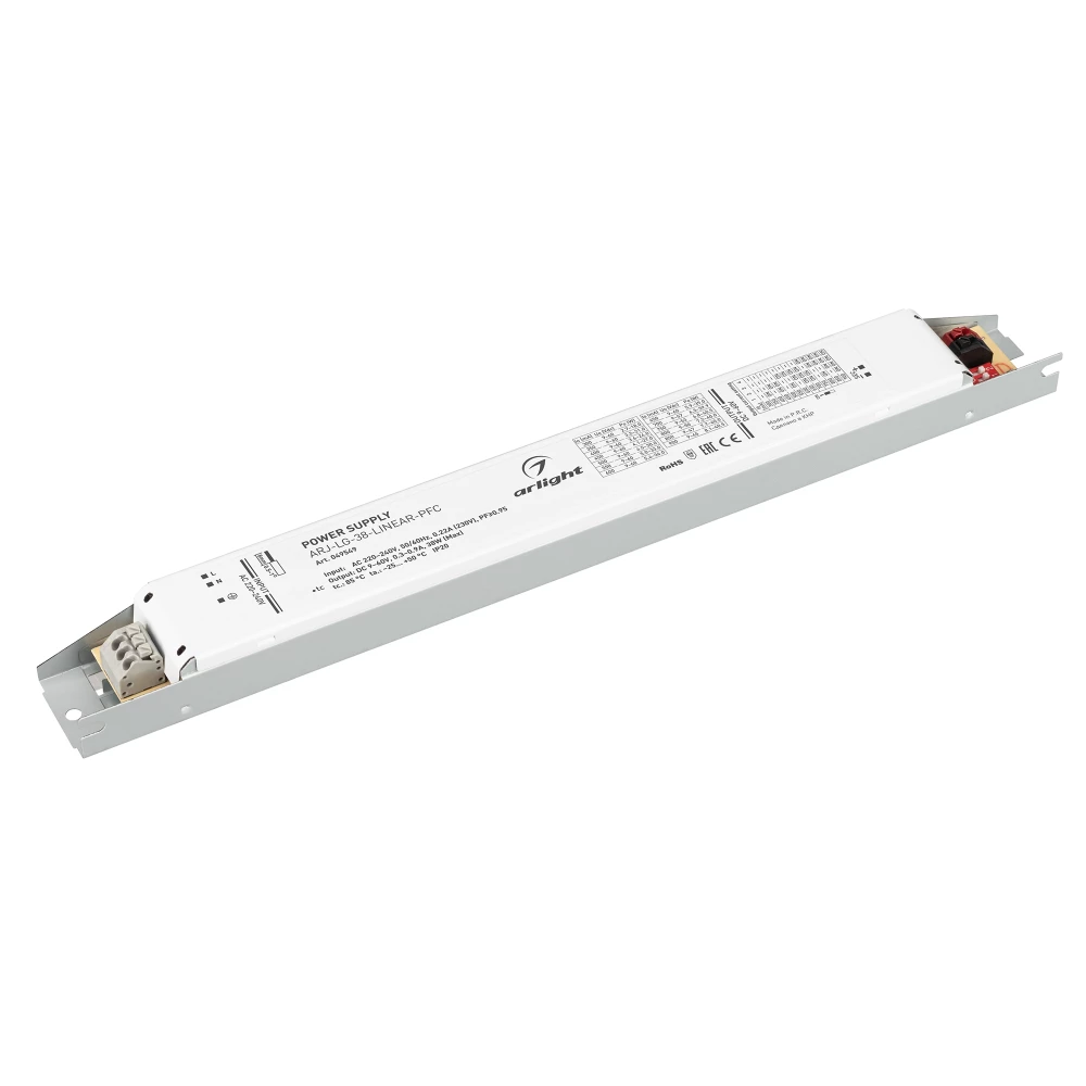 Блок питания ARJ-LG-38-LINEAR-PFC (38W, 9-60V, 0.3-0.9A) (Arlight, IP20 Металл, 5 лет) 049549 - Viokon.com