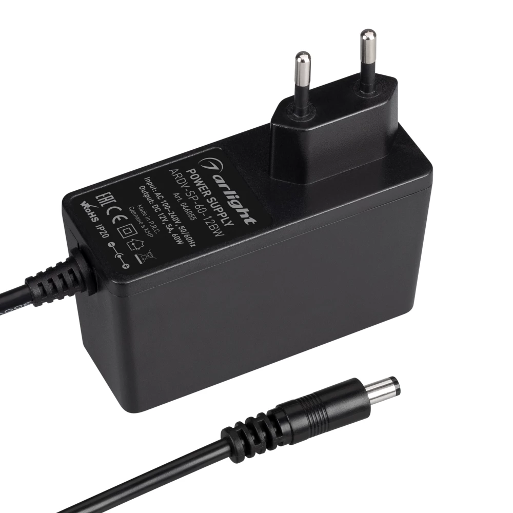 Блок питания ARDV-SP-60-12BW (12V, 5A, 60W) (Arlight, Адаптер, 5 лет) 046055 - Viokon.com