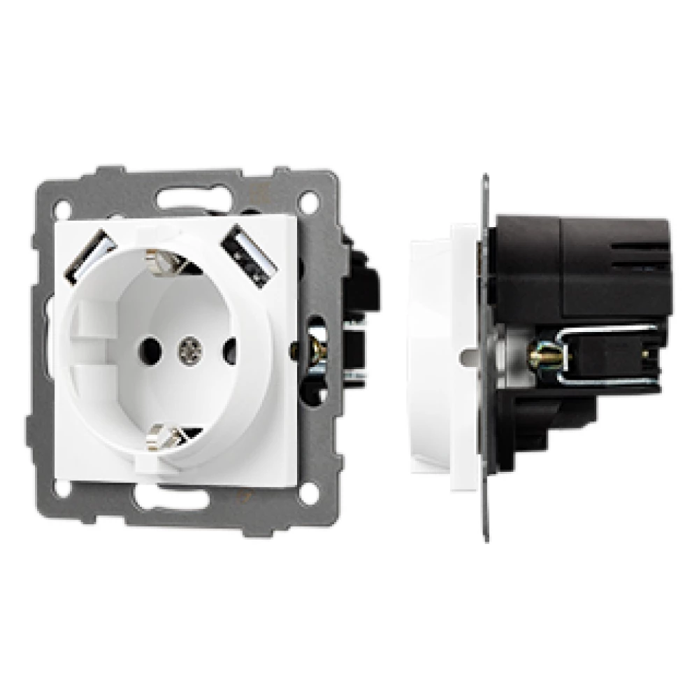 Механизм розетки с быстрой USB зарядкой SCT-MUAC-PL-WH-V (250V, 16A) (Arlight, -) 049822 - Viokon.com