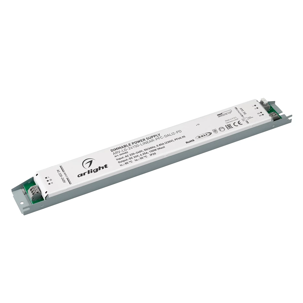 Блок питания ARV-LG-24150-LINEAR-PFC-DALI2-PD (24V, 6.25A, 150W) (Arlight, IP20 Металл, 5 лет) 049482 - Viokon.com
