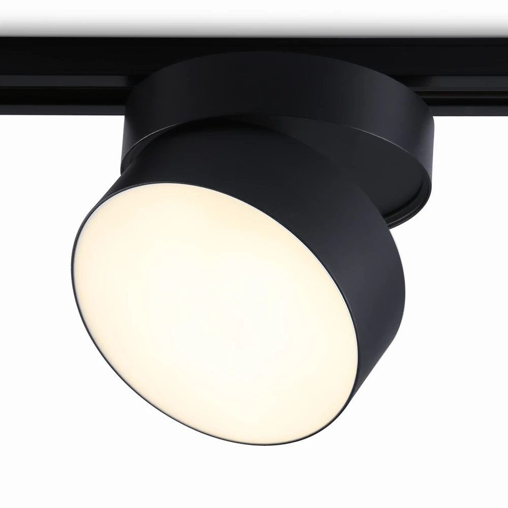 Трековый однофазный светодиодный светильник GL6877 BK черный LED 16W 3000K D115*90 - Viokon.com