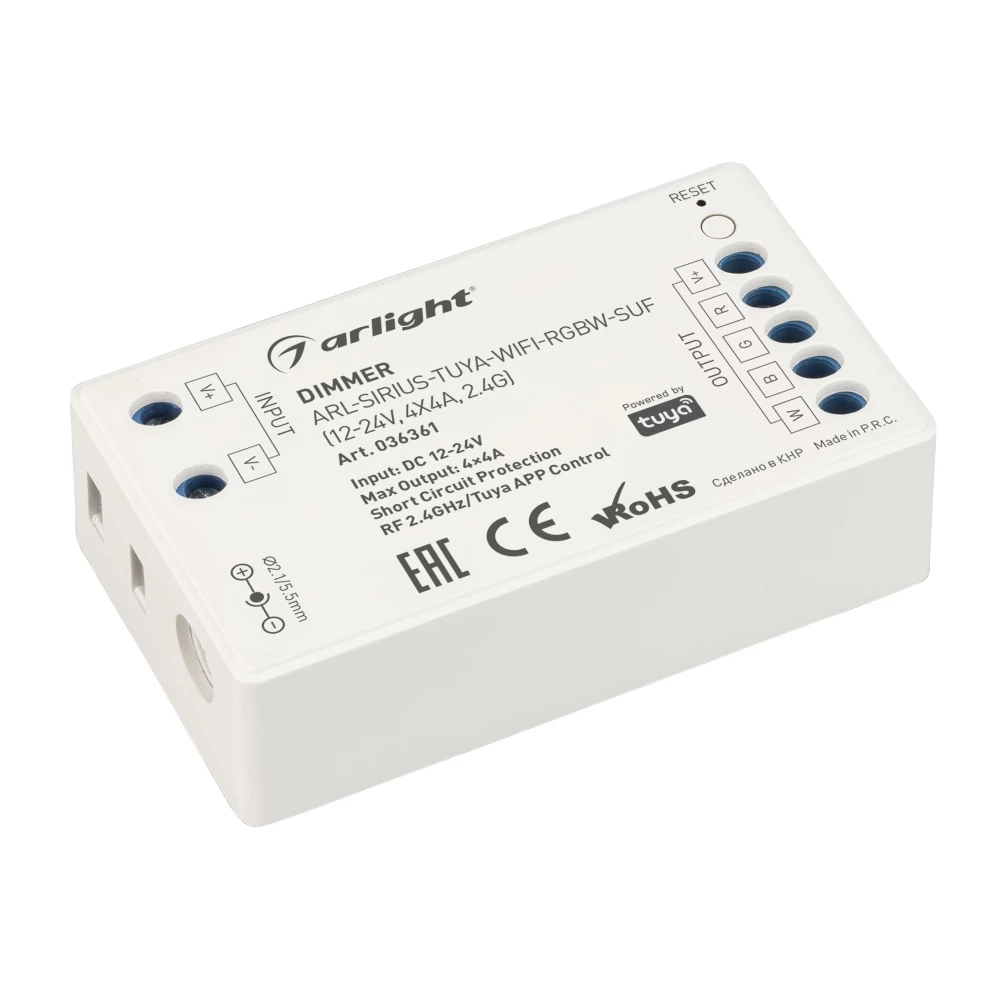 Диммер ARL-SIRIUS-TUYA-WIFI-RGBW-SUF (12-24V, 4x4A, 2.4G) (Arlight, Контроллер) 036361 - Viokon.com
