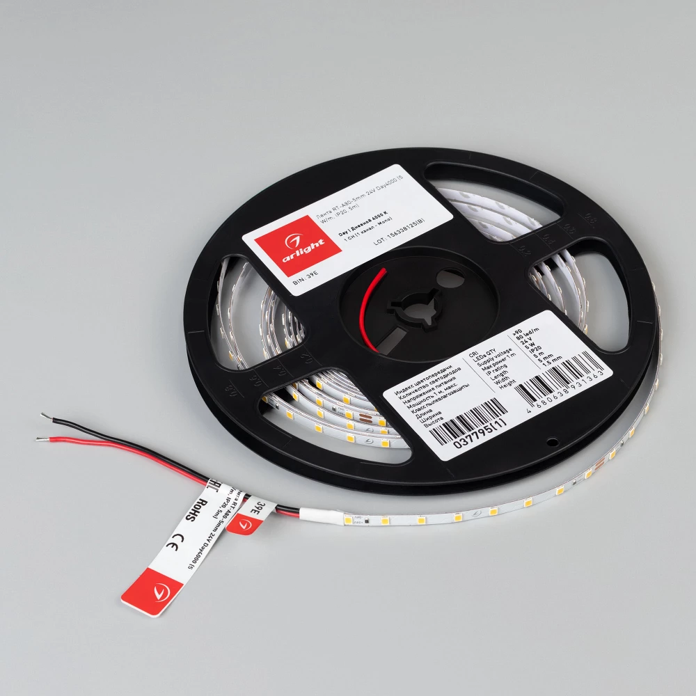 Лента RT-A80-5mm 24V Day4000 (5 W/m, IP20, 5m) (Arlight, Открытый) 037795(1) - Viokon.com