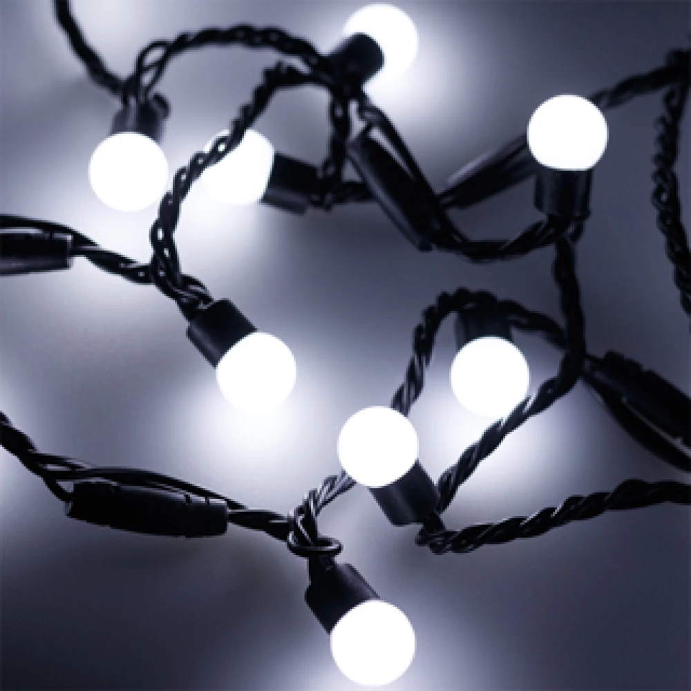 Светодиодная гирлянда ARD-BALL-CLASSIC-D17.5-10000-BLACK-100LED WHITE (230V, 7W) (Ardecoled, IP65) 025583 - Viokon.com