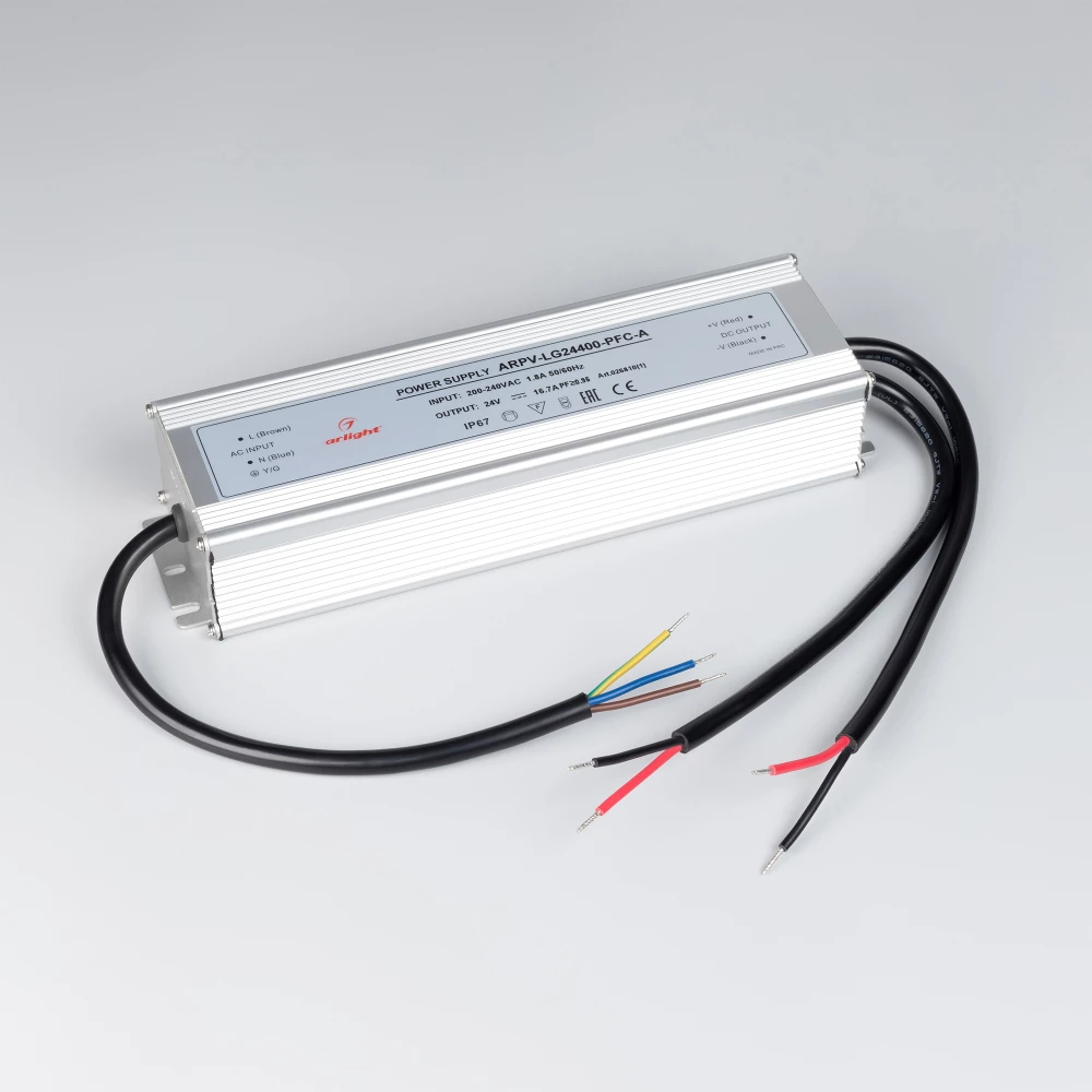 Блок питания ARPV-LG24400-PFC-A (24V, 16.7A, 400W) (Arlight, IP67 Металл, 5 лет) 026810(1) - Viokon.com