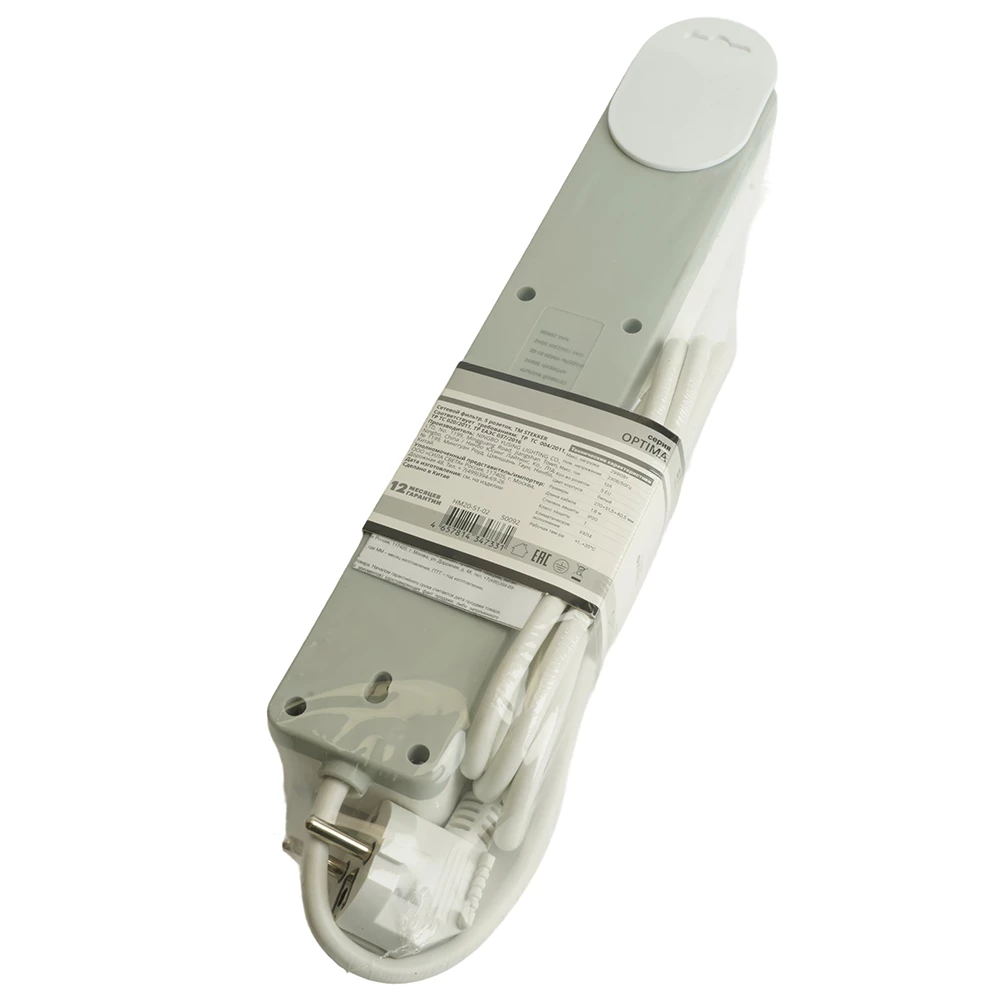 Сетевой фильтр 4-местный с/з STEKKER HM20-41-02 3x1мм2, 1,8 м, серия Optima, белый (50089) - Viokon.com