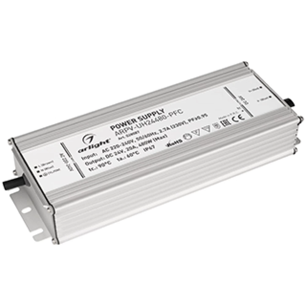 Блок питания ARPV-UH24480-PFC (24V, 20A, 480W) (Arlight, IP67 Металл, 7 лет) 028087 - Viokon.com