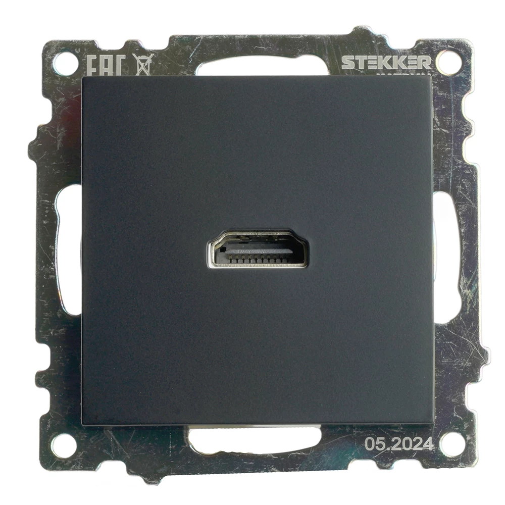 Розетка HDMI 2.1, Type A  (механизм), STEKKER GLS00-7118-05, серия Катрин, черный (50062) - Viokon.com
