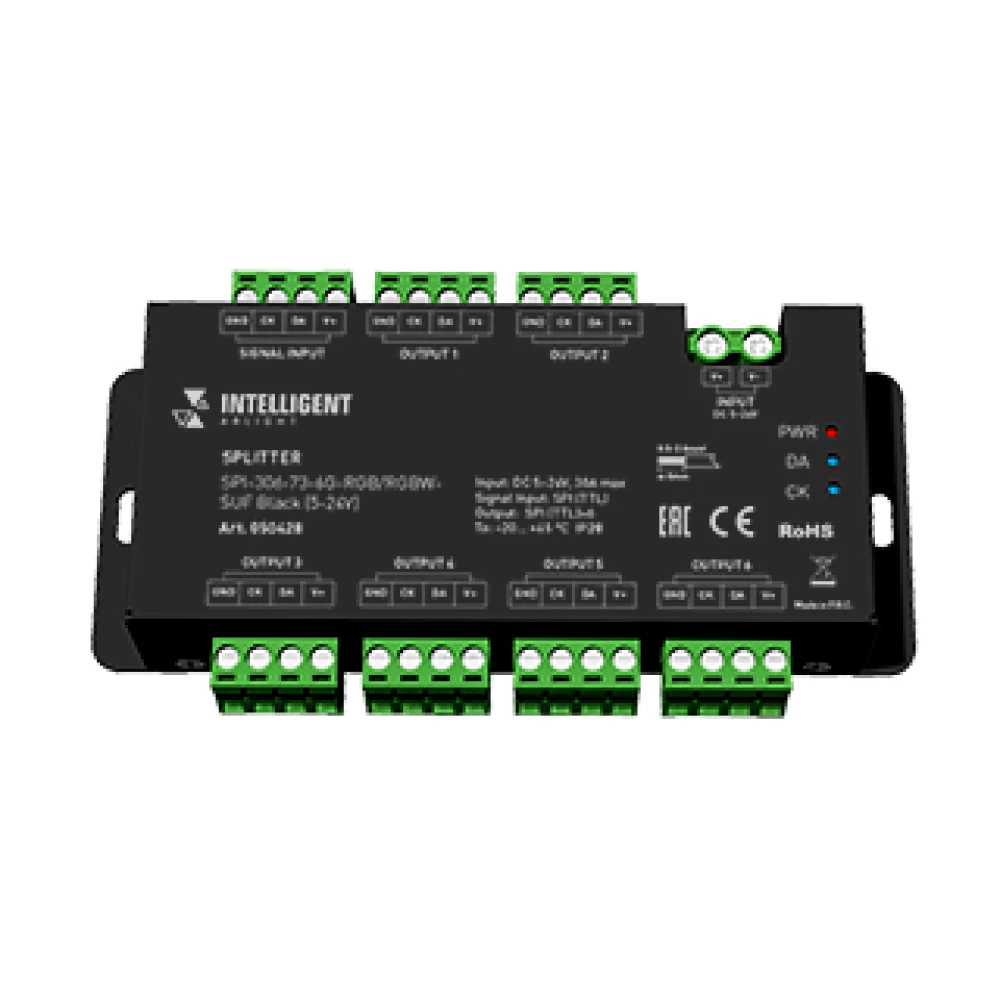 INTELLIGENT ARLIGHT Сплиттер SPI-306-73-6G-RGB/RGBW-SUF Black (5-24V) (IARL, IP20 Металл, 5 лет) 050428 - Viokon.com