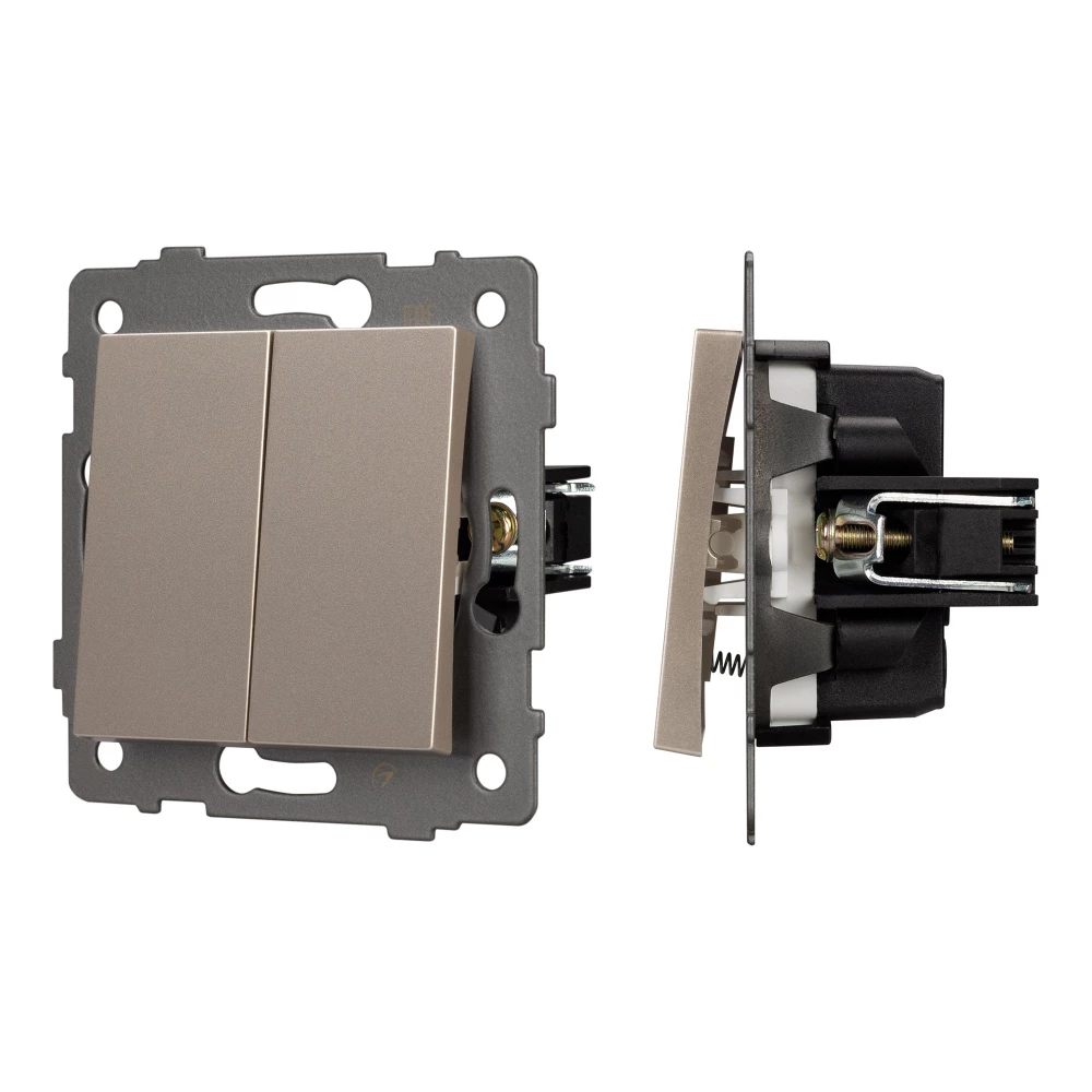 Механизм выключателя двухклавишный самовозвратный SWT-MKR2-PL-GD-V (250V, 10A) (Arlight, -) 049886 - Viokon.com