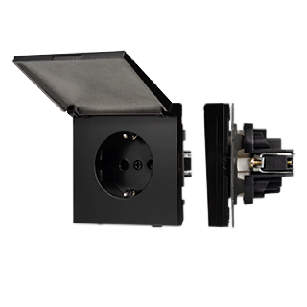 Механизм розетки влагозащищённый SCT-TENDO-MCP-PL-BK (230V, 16A) (Arlight, Черный) 054091 - Viokon.com
