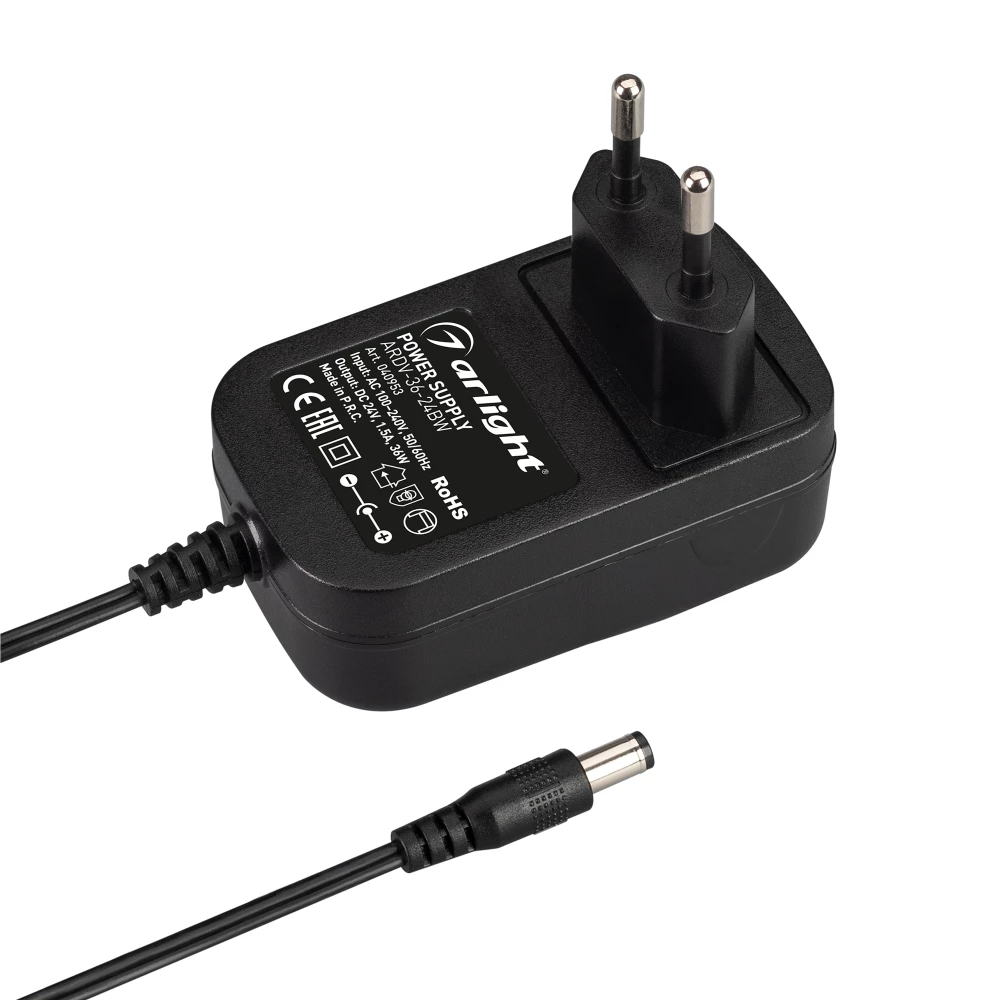Блок питания ARDV-36-24BW (24V, 1.5A, 36W) (Arlight, Адаптер, 3 года) 040953 - Viokon.com