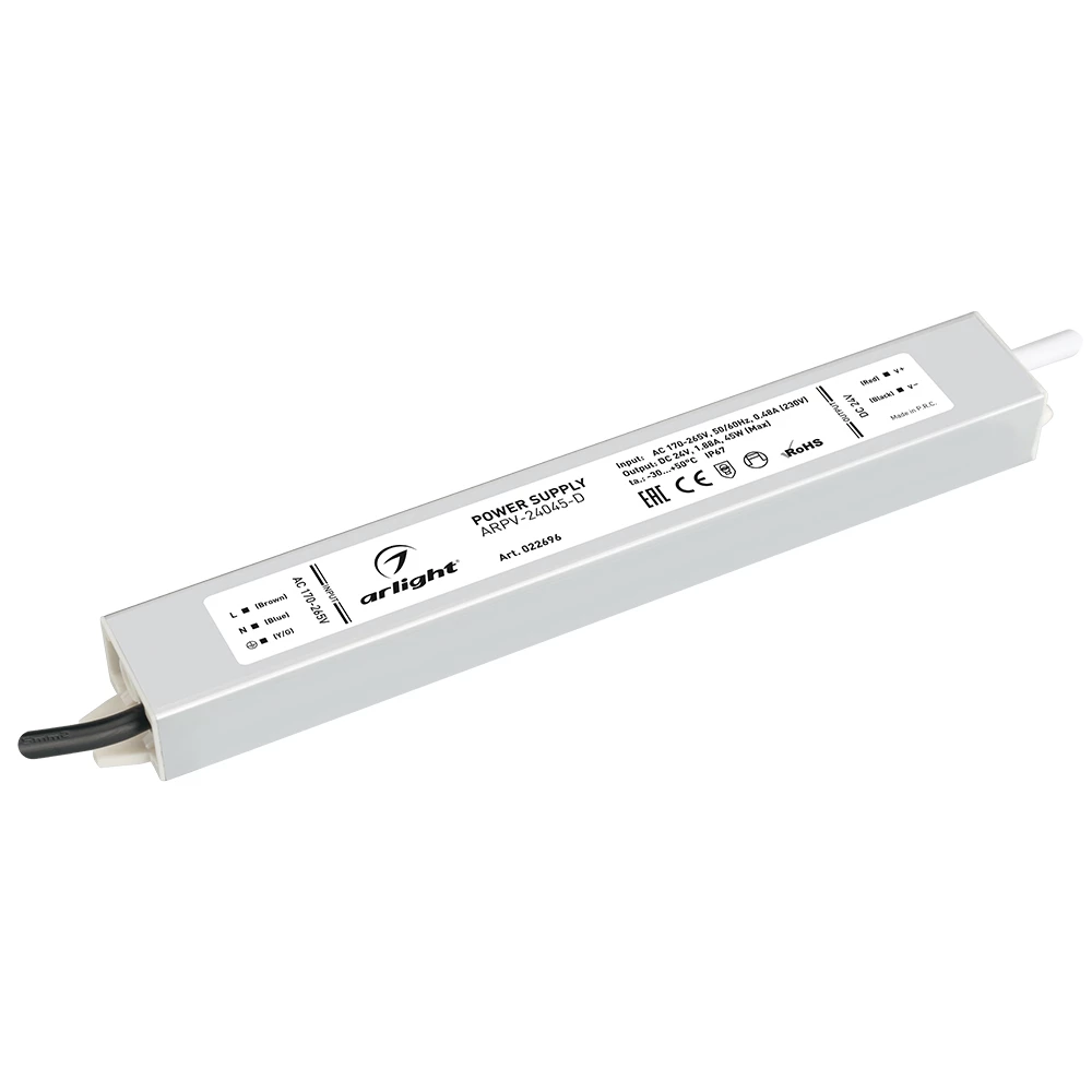 Блок питания ARPV-24045-D (24V, 1.9A, 45W) (Arlight, IP67 Металл, 3 года) 022696 - Viokon.com
