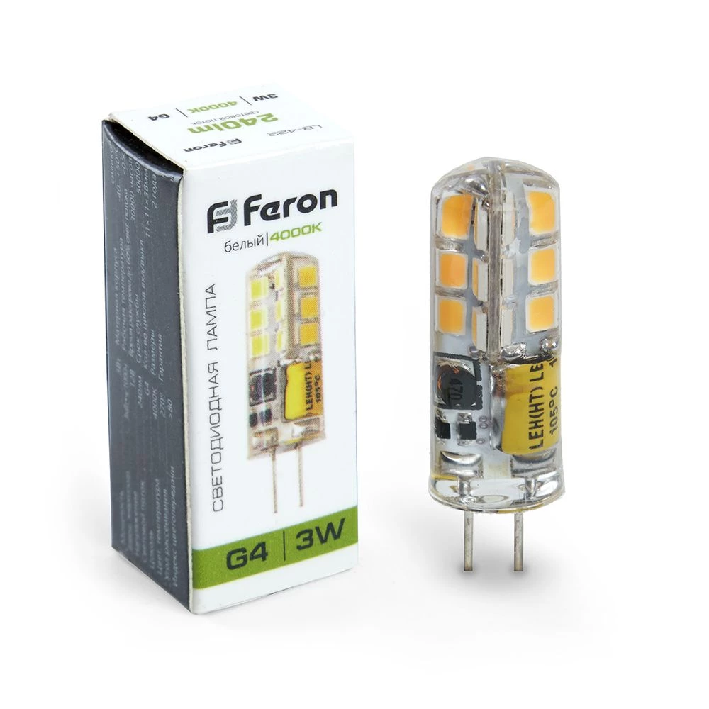 Лампа светодиодная Feron LB-422 G4 3W 12V  4000K (25532) - Viokon.com