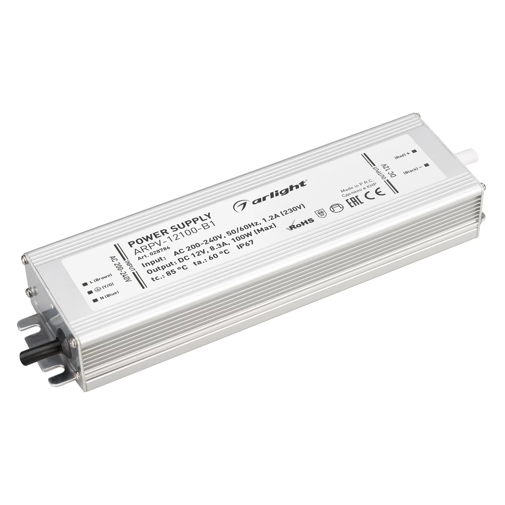 Блок питания ARPV-12100-B1 (12V, 8,3A, 100W) (Arlight, IP67 Металл, 3 года) 028786 - Viokon.com